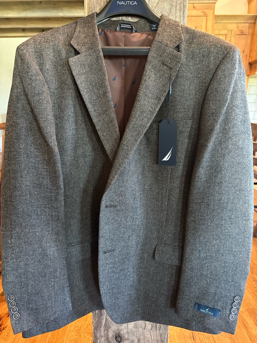 Nautica Brown-Gray Herringbone Sport Coat